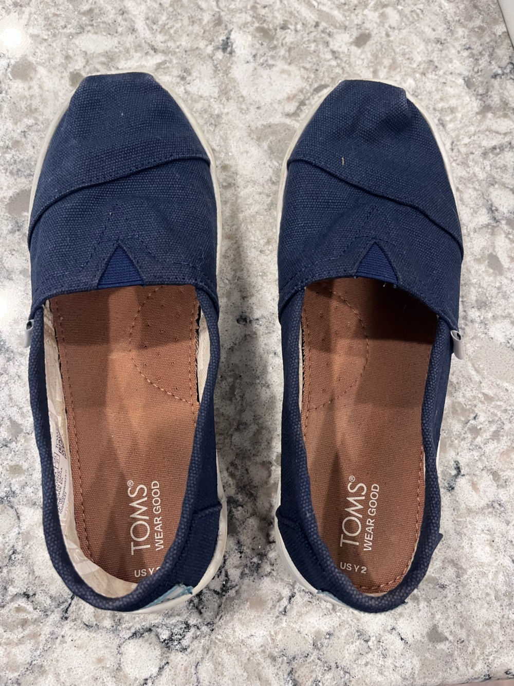 Toms Kid's Slip-On Loafers in Navy and White
